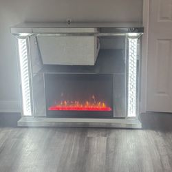 Electric Fireplace Mirrored Lightning 