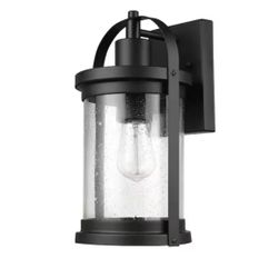 1-Light Wall Sconce Matte Black Farmhouse Indoor/Outdoor Without Glass Shade