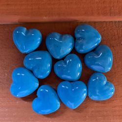 Blue Hearts 1” Glazed Porcelain Heart Beads DIY Jewelry & Crafts (Lot of 6)