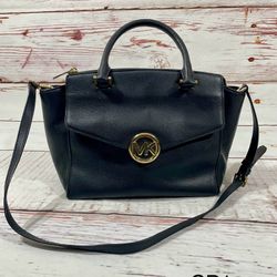Michael Kors Hudson black Leather Handbag Large Satchel  Retail $398
