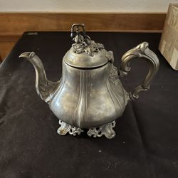 Antique Pewter Teapot 