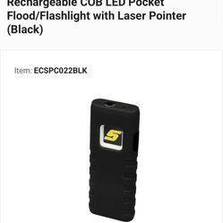 Snap-On Rechargeable COB LED Pocket Flood/Flashlight with Laser Pointer
