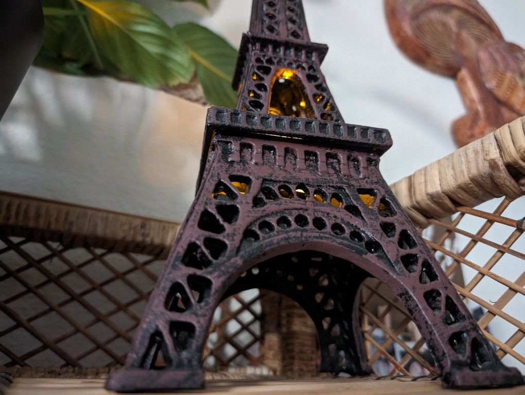 Vintage Cast Iron Eiffel Tower Votive Tealight Candle Holder 14"