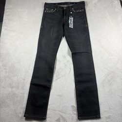 Affliction Jenna Modern 3D Jeans Women’s Size 30 Black Chrome Grunge NWT #3D