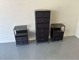 2 night stands and 1 tall dresser
