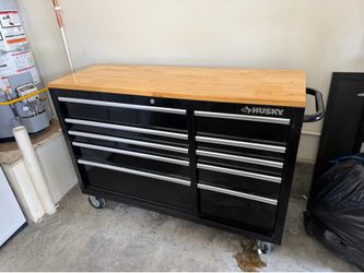Husky Rolling Tool Chest Workbench w/ Wood Top