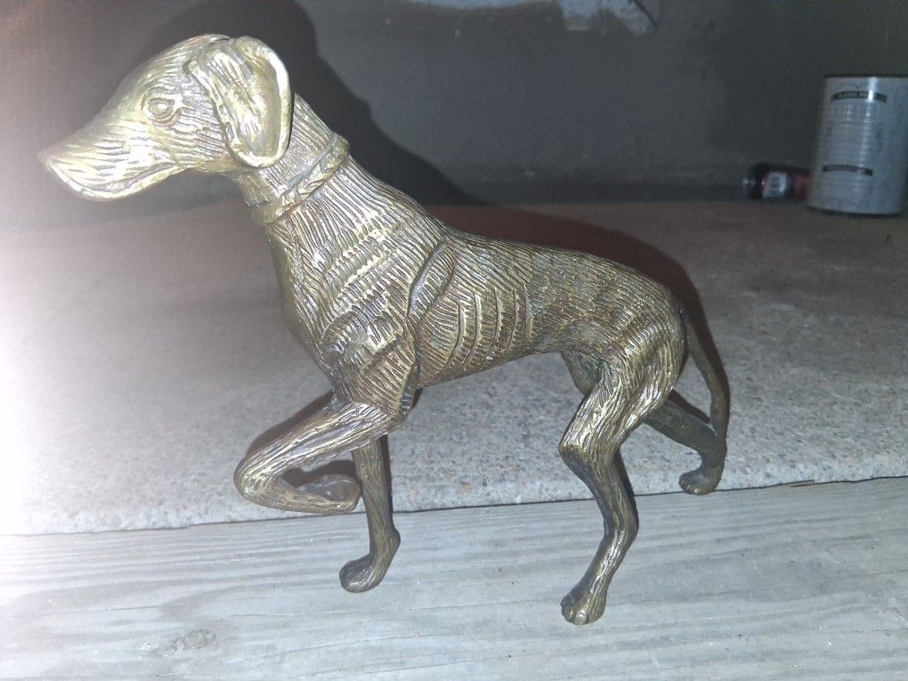 Vintage Brass Pointer Dog Statue