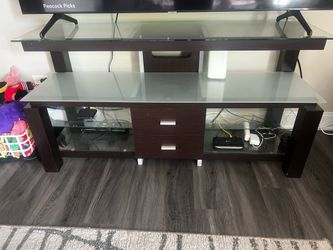 Glass Entertainment Center with Drawers