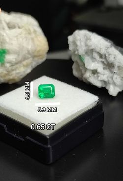 0.65 CT Colombian Emerald Gemstone (5.3x4.5 MM) – Vivid Green Rectangular Step Cut