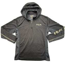 Huk Fishing Hooded 1/4 Zip Pullover Mens Small Performance Shirt Navy