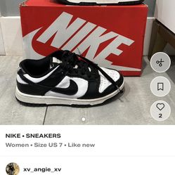 Nike Dunk Low “Panda” (Black/White) Women’s size 7. 