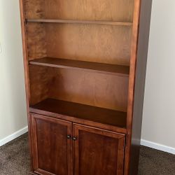 Solid Wood Book Case / Shelves + Cabinet - NICE!!