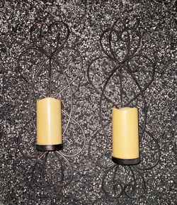 2 ✌️ Vintage black wrought-iron decorative wall  sconces with battery operated candles