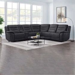 Fabric Power Reclining Sectional with Power Headrests(New in Box)