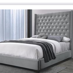 Brand New Queen Size Grey6foot Tall Bed Frame With New Mattress/Fast Delivery