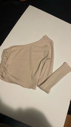 Beige One Shoulder Crop Top