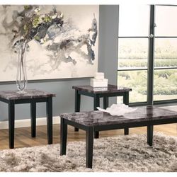 Coffee And End Tables With Five Piece Dining Set