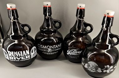 Four Different California Brewery EMPTY Growlers Beer Bottles 2 Ltr