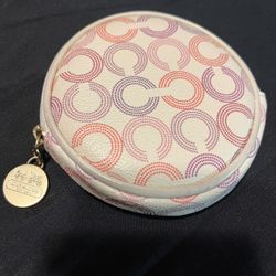 Coach Round Waverly Optic Art Coin Purse