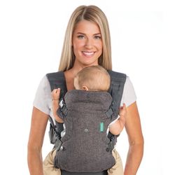 Infantino Flip 4-In-1 Convertible Baby Carrier, Adjustable, Ergonomic Babywearing Gray