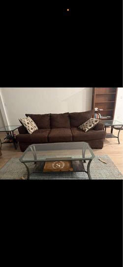 Couch with side tables and coffee table