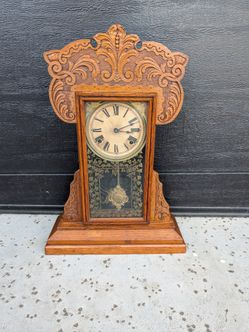 Vintage Antique Wm L Gilbert Capitol No. 45 23" Mantel Desk Parlor Clock