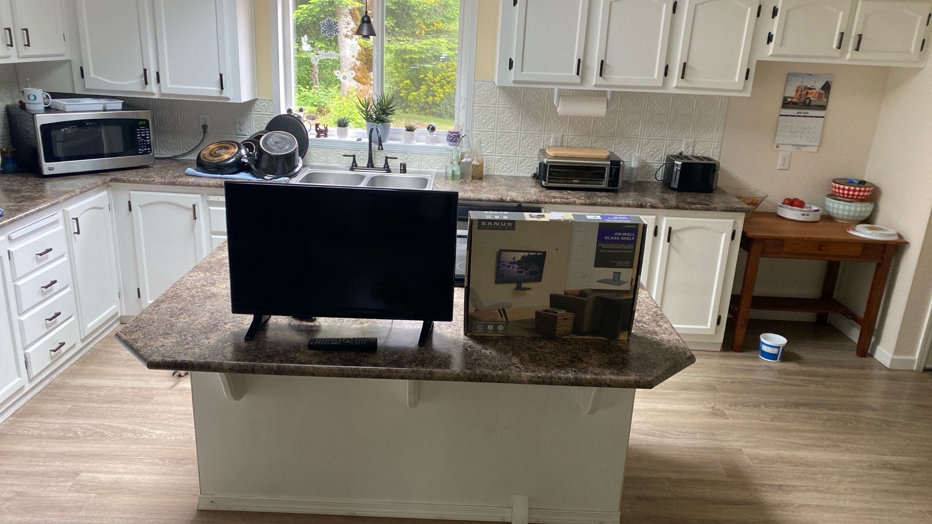 Nice Colored TV With Remote Built In Dvd Player With Wall Shelf