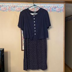 Women’s navy blue more jazz brand plus size polka dot dress. Size 18