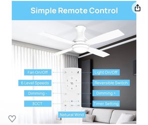 Consciot Ceiling Fan With Lights, 52 Inch Low Profile Ceiling Fan, Remote Control, Quiet Reversible DC Motor