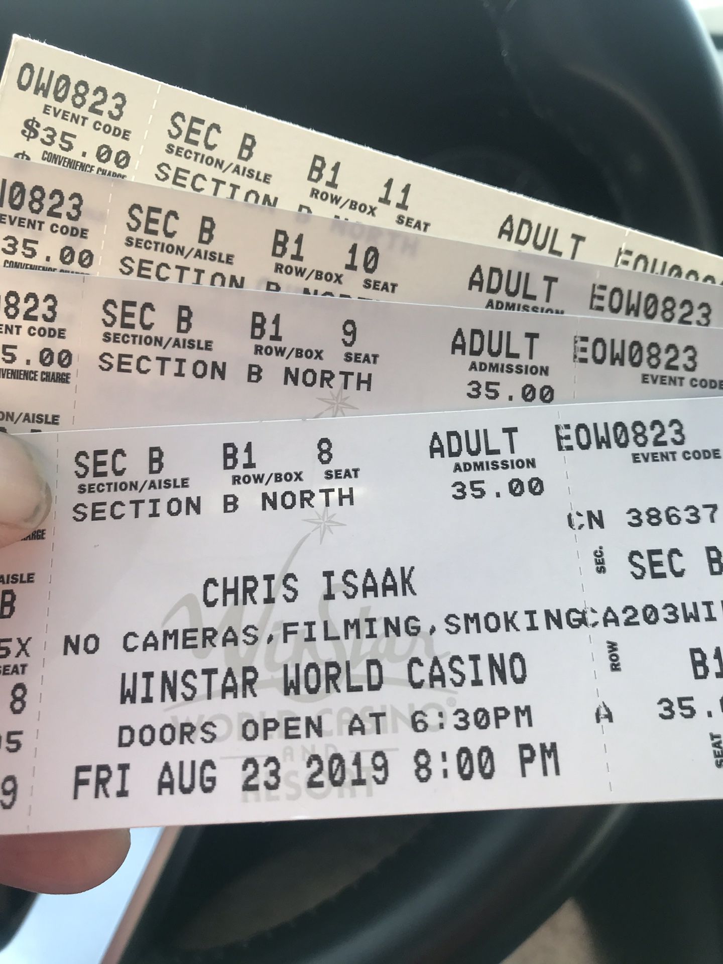 Winstar casino concert tickets for Tonight $10 each