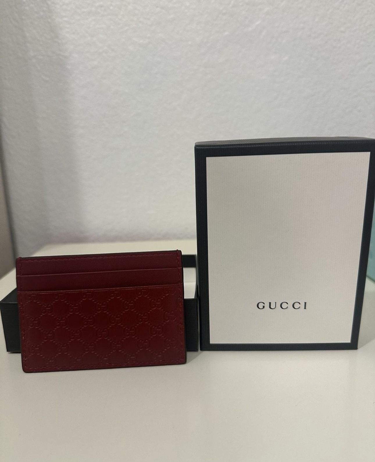 Gucci Red Leather Card Holder – New – With Box