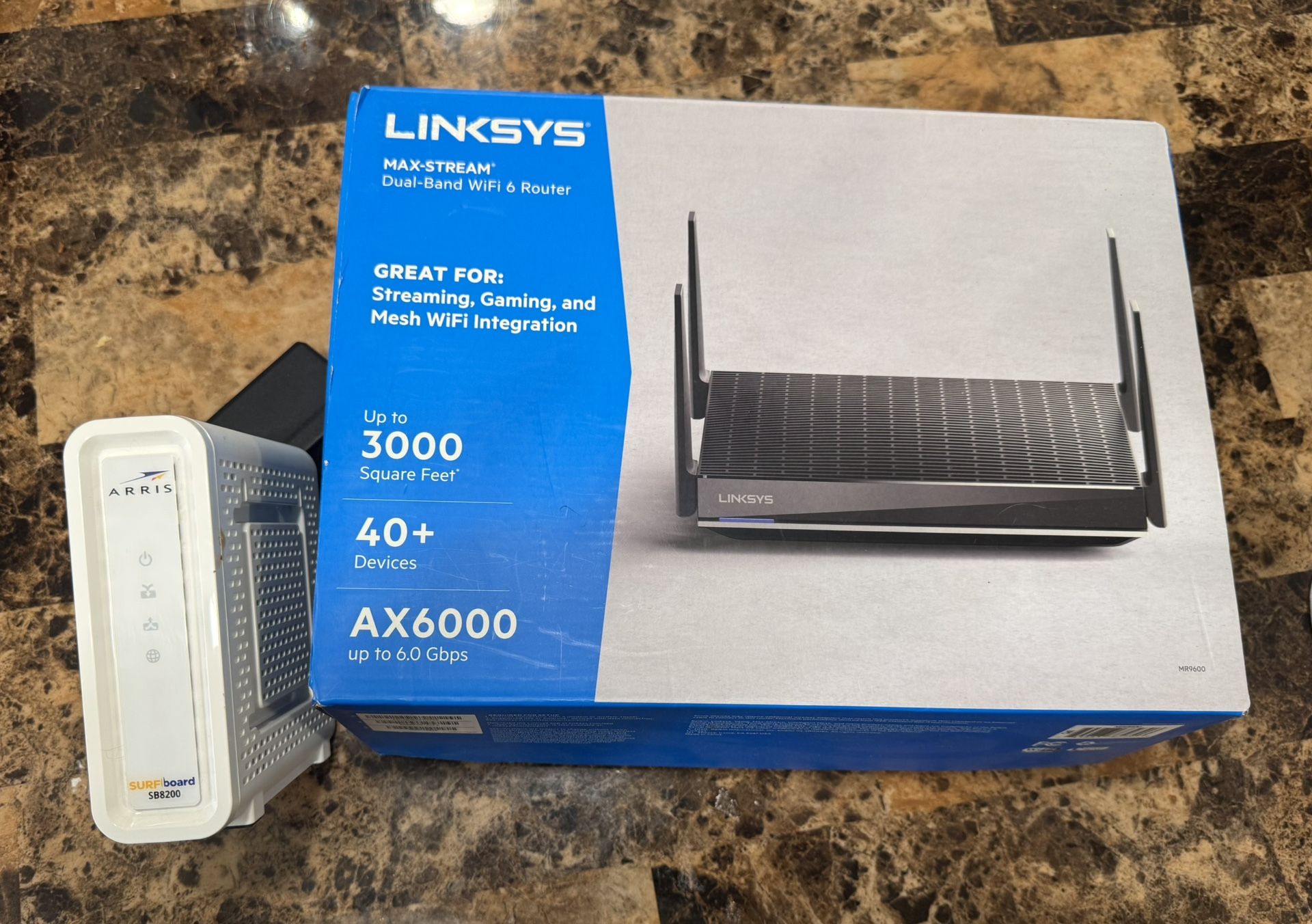 modem 3.1 and router WI FI 6