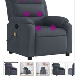 Brand New Never Used Assembled vidaXL Massage Recliner Chair Dark Gray Velvet