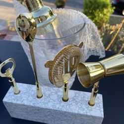 Gold And Glass Alcohol Cocktail Mixer Set - Bar Set 