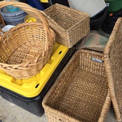 Basket And 2 Storage Containers Wicker Rattan