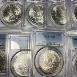 9x 1883 O MS63 Morgan Silver Dollars PCGS Graded