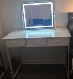White Vanity with LED Mirror – $45