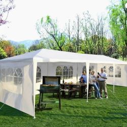 10×30 FT White Party Tent, Waterproof Outdoor Wedding Canopy with  Removable Sidewalls