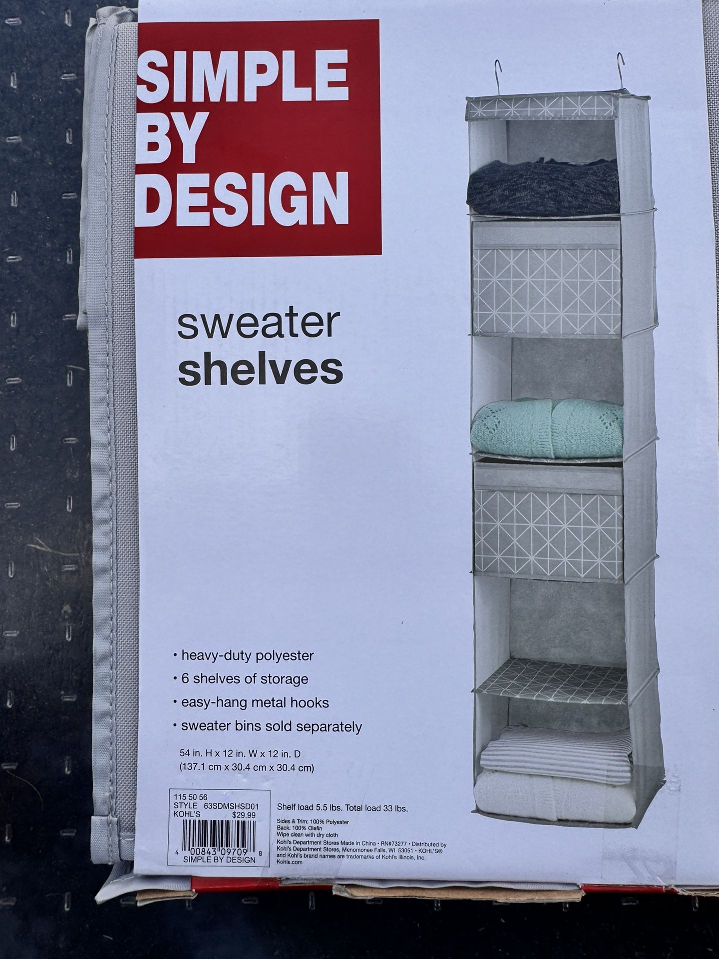 Closet storage Tier Shelf Hanging Organizer, Closet Hanging Shelf with 2 Sturdy Hooks