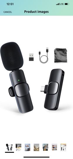 Wireless USB Microphone, CP1(C) 2.4GHz Wireless Lavalier Microphone & 1 Transmitter and 1 Receiver for Smartphones, Tablets, Laptops (Type-C)