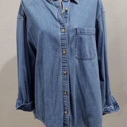 Eddie Bauer Denim Button Up Shirt Size Men's Large 