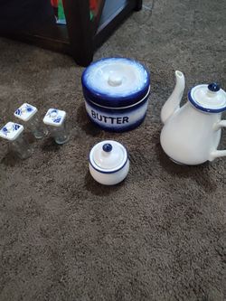 Antique Butter And Milk And Sugar Set