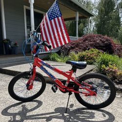 Schwinn Boy Bike Red And Blue 18 Inch Wheels. 