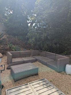 Gray Wicker Outdoor Sectional Sofa Set