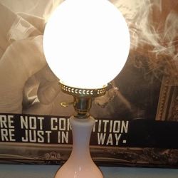Antique Pink Satin Art Glass Globe Table Lamp 