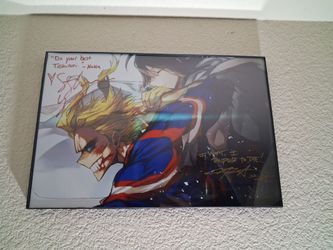 Signed Custom 12x18 All Might & Nana Shimura Poster SacAnime Authentic