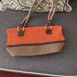 Crochet Knit Orange Short Shoulder Bag