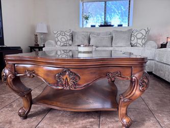 Glass wood coffee table end table