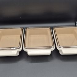 Set Of 3 Vintage Litton Ware Conventional Oven/Microwave Lidded Cookware