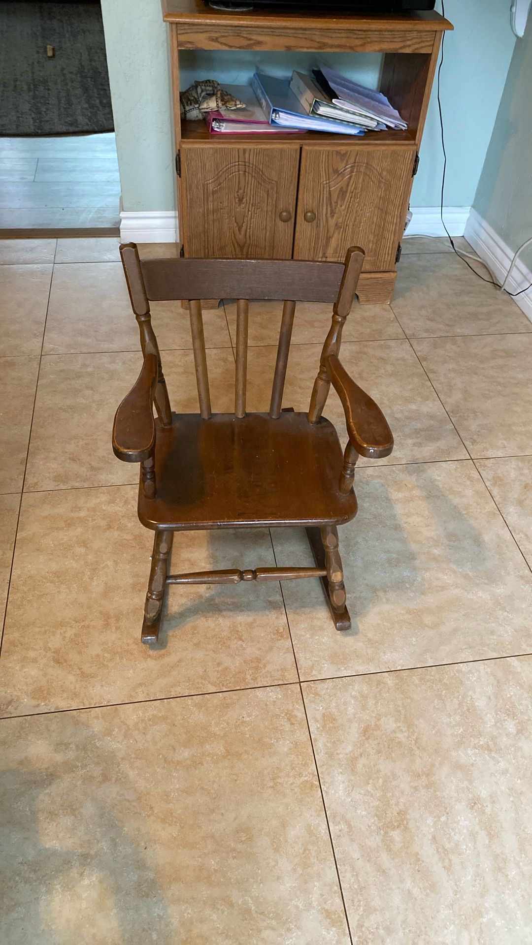 A little child’s rocking chair